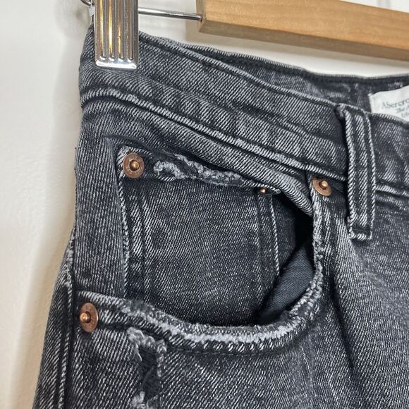 Abercrombie & Fitch Ankle Straight Ultra High Rise Curve Love Black Womens 27/4 - Picture 2 of 9